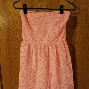 Jr SMALL Pink Strapless Dress Pink Floral Lace